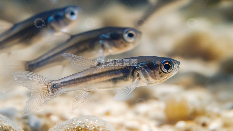 高清大图下载【趣麦麦图】深海鱼群穿梭沙底