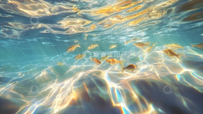 高清大图下载【趣麦麦图】鱼群穿梭水底景