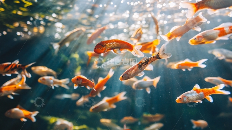高清大图下载【趣麦麦图】游动的金鱼群2
