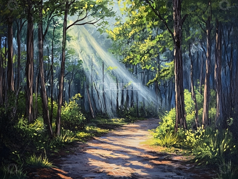 高清大图下载【趣麦麦图】林间小道手绘4