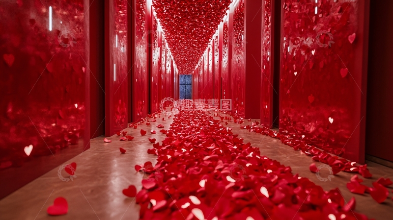 高清大图下载【趣麦麦图】红色心形走廊