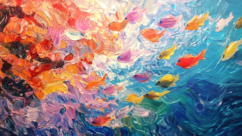 高清大图下载【趣麦麦图】油画鱼群5