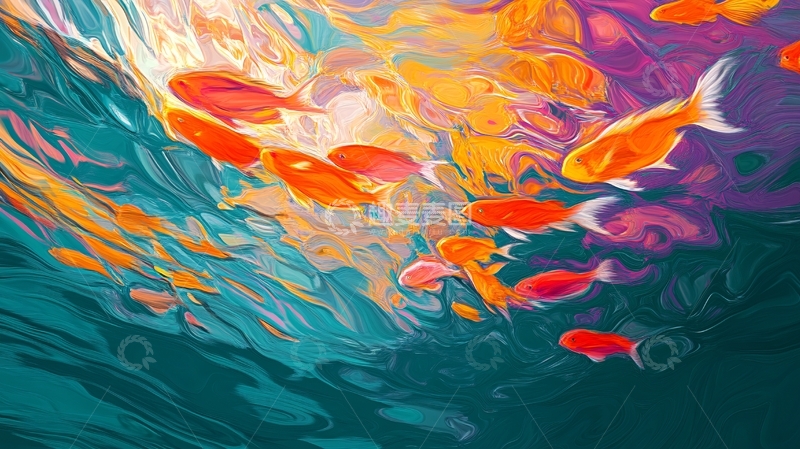 高清大图下载【趣麦麦图】插画鲤鱼群3