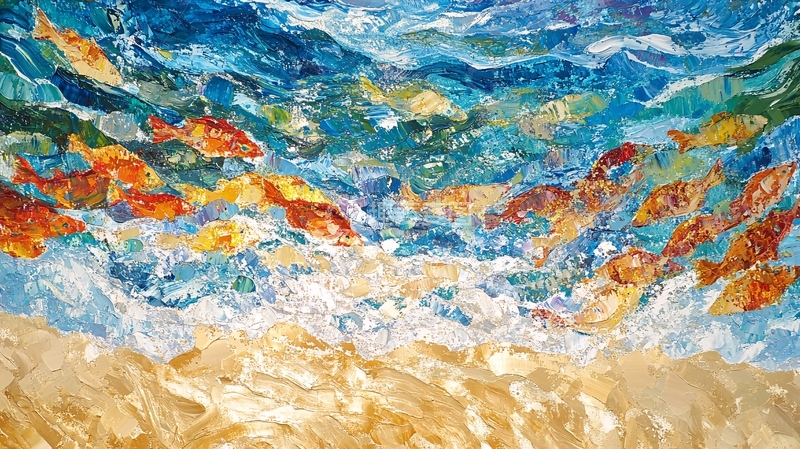 高清大图下载【趣麦麦图】浪花油画