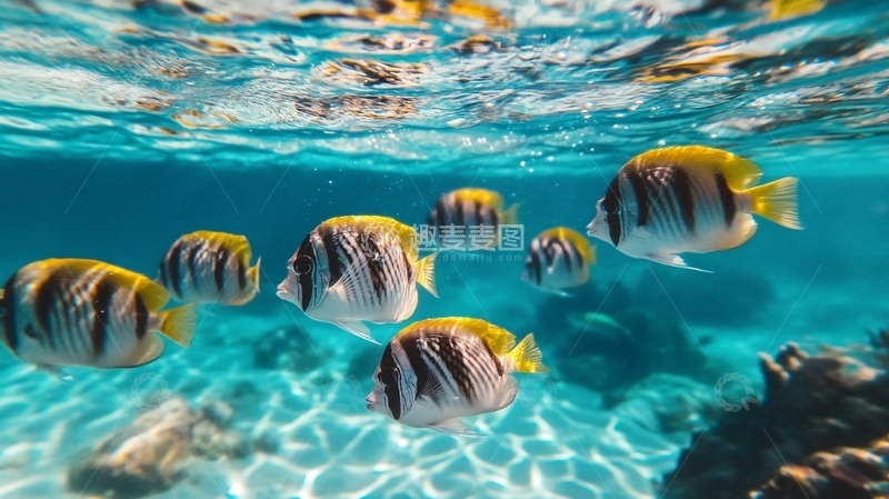 高清大图下载【趣麦麦图】浮潜鱼群