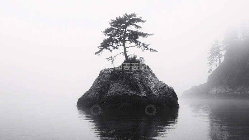 高清大图下载【趣麦麦图】雾里看松