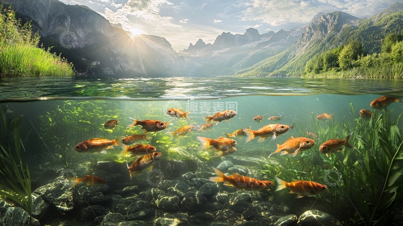 高清大图下载【趣麦麦图】瀑布鱼自然风景