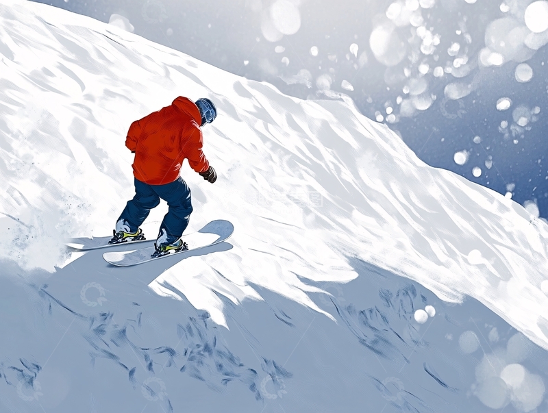 高清大图下载【趣麦麦图】滑雪插画
