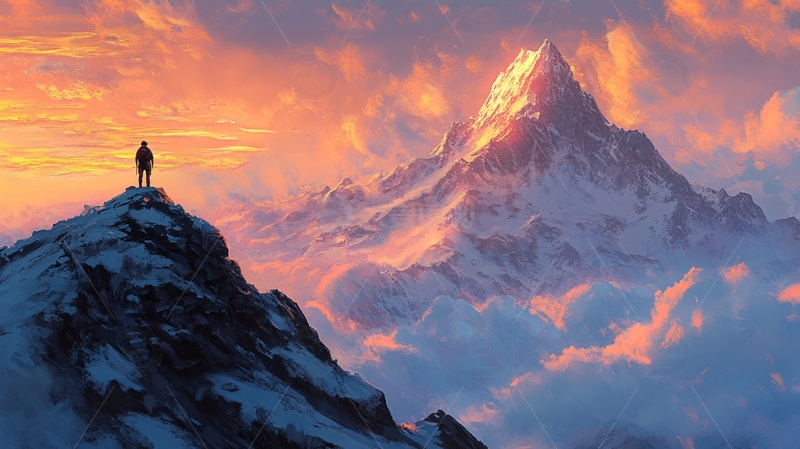 高清大图下载【趣麦麦图】山高人为峰登山