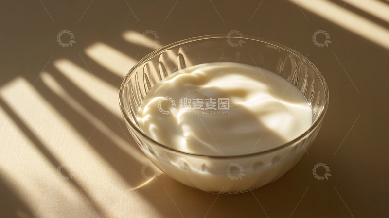 高清大图下载【趣麦麦图】酸奶晨光玻璃碗