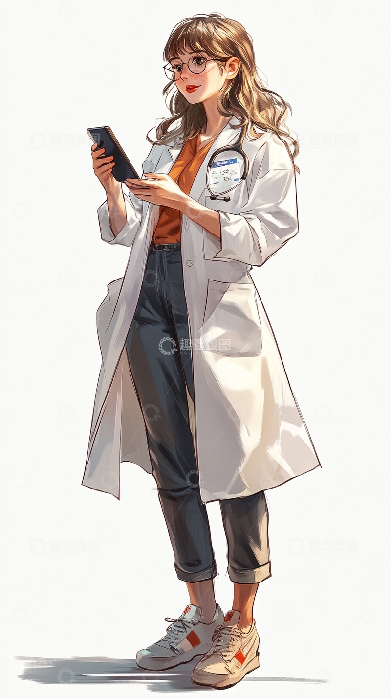 高清大图下载【趣麦麦图】女医生插画