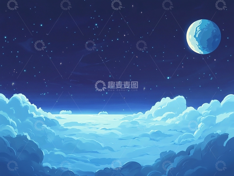 高清大图下载【趣麦麦图】云海插画