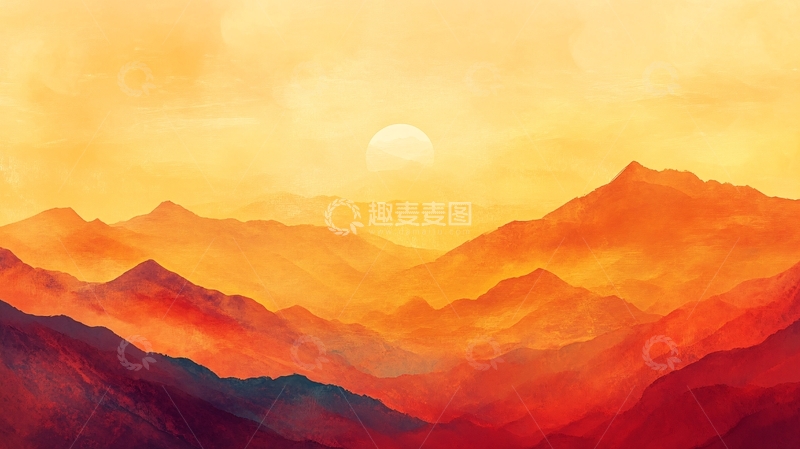 高清大图下载【趣麦麦图】插画红日1