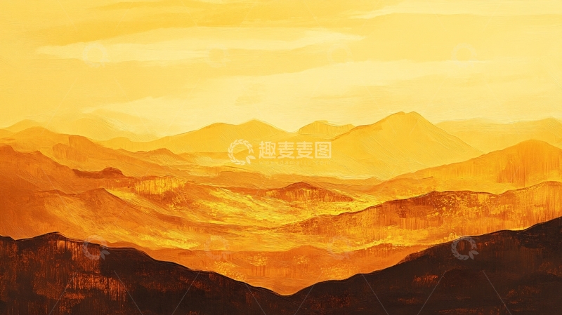 高清大图下载【趣麦麦图】写意金色山