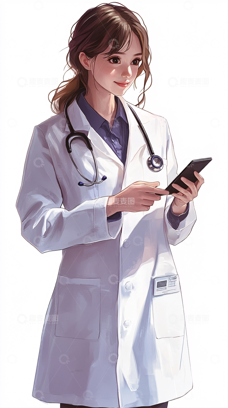 高清大图下载【趣麦麦图】插画女医生