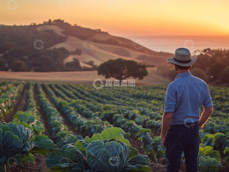 高清大图下载【趣麦麦图】烟田里的农民
