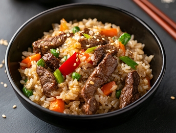 香辣孜然牛肉配饭