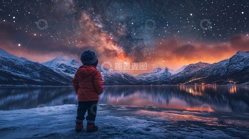 高清大图下载【趣麦麦图】星辰大海男孩背影