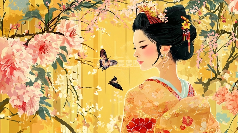 高清大图下载【趣麦麦图】插画艺妓1