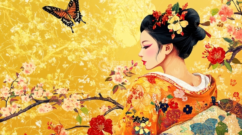 高清大图下载【趣麦麦图】插画艺妓