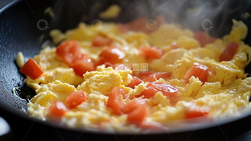 高清大图下载【趣麦麦图】番茄鸡蛋宽面特写