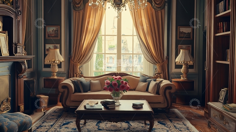 高清大图下载【趣麦麦图】法式客厅场景3