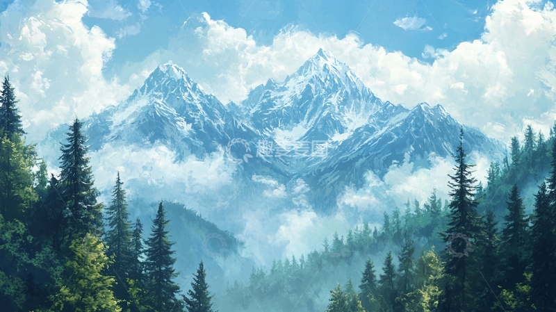 高清大图下载【趣麦麦图】雪山原画5