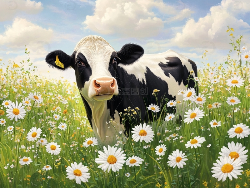 高清大图下载【趣麦麦图】奶牛唯美插画8