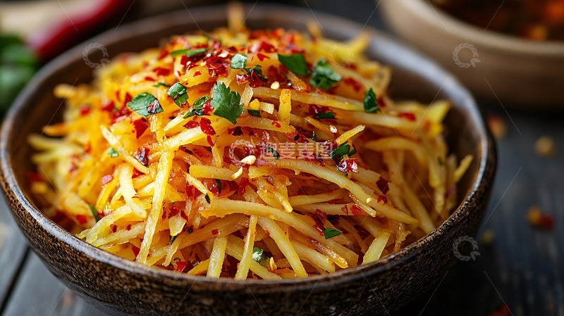 高清大图下载【趣麦麦图】酸辣土豆丝配菜