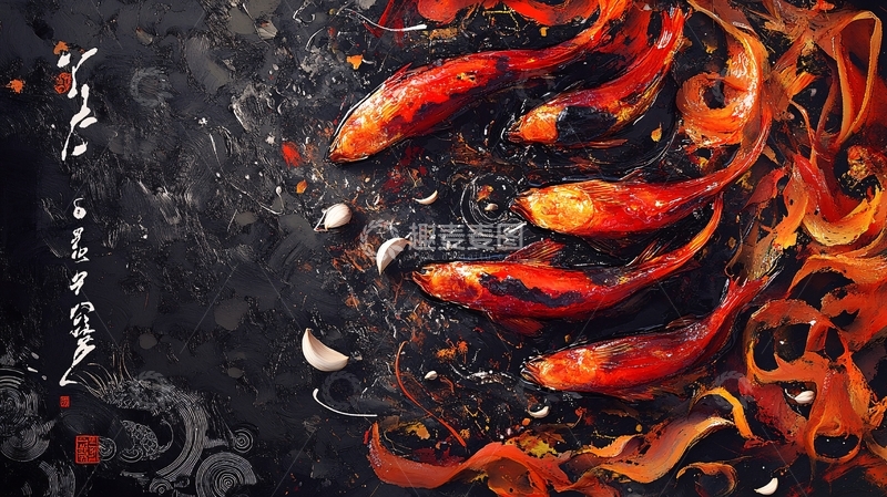 高清大图下载【趣麦麦图】火焰鱼招贴
