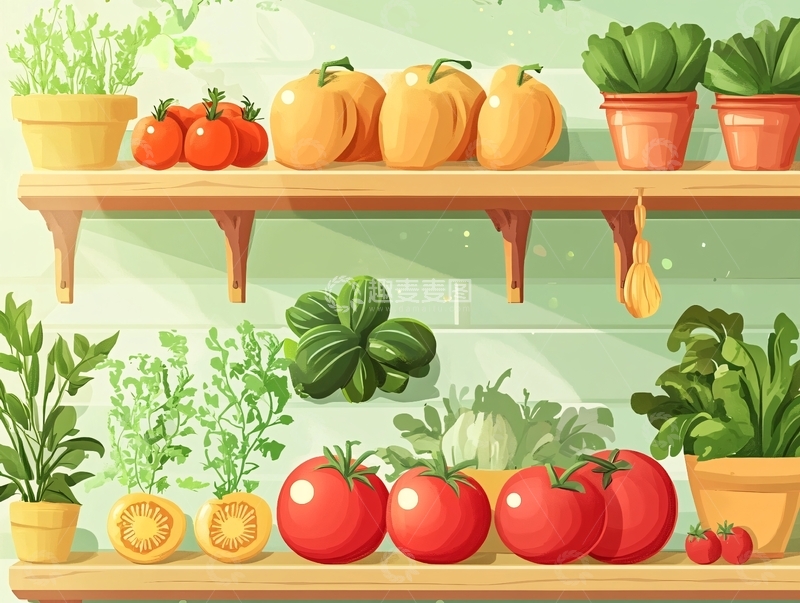 高清大图下载【趣麦麦图】超市蔬菜插画设计