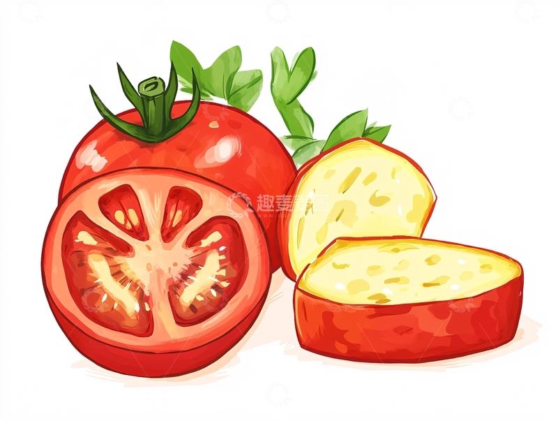 高清大图下载【趣麦麦图】番茄插画元素
