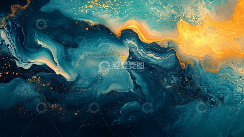 高清大图下载【趣麦麦图】蓝色流体创意抽象画2