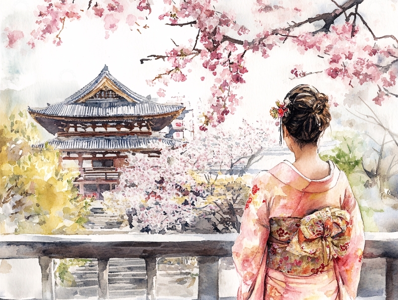 高清大图下载【趣麦麦图】水彩日本印象