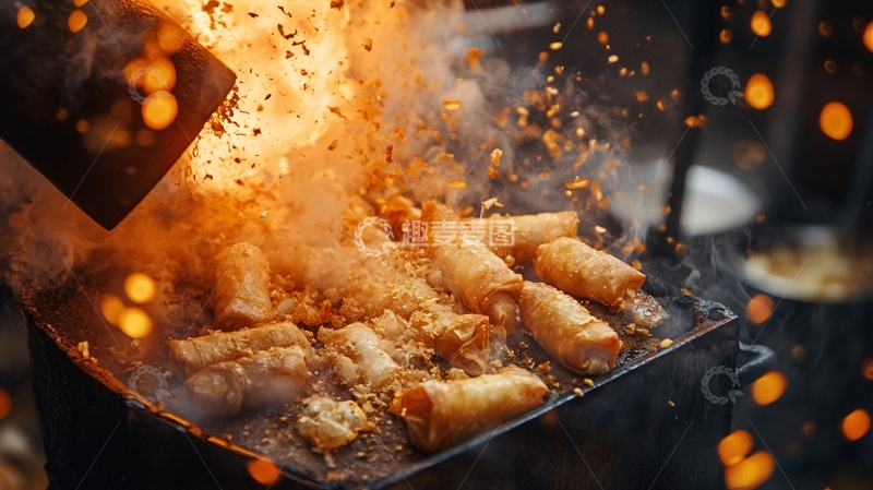 高清大图下载【趣麦麦图】春卷金黄脆香