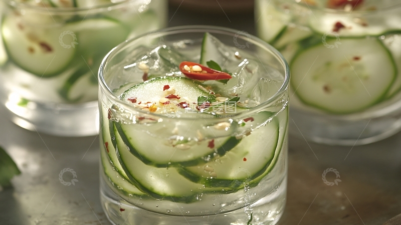 高清大图下载【趣麦麦图】青瓜气泡水