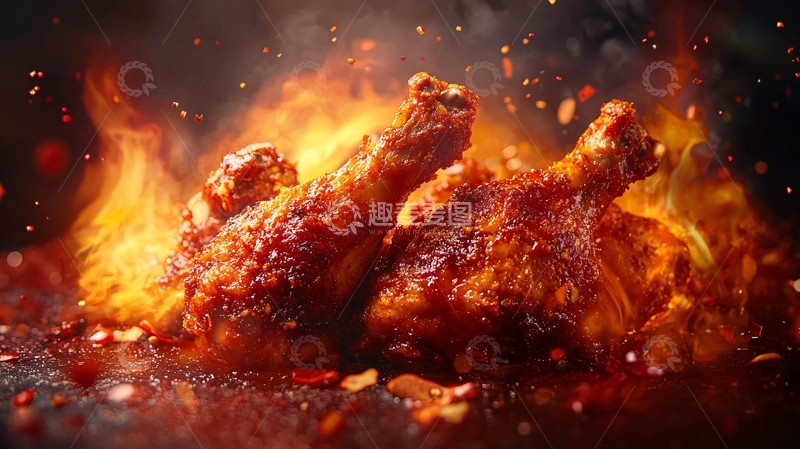 高清大图下载【趣麦麦图】火焰兔腿