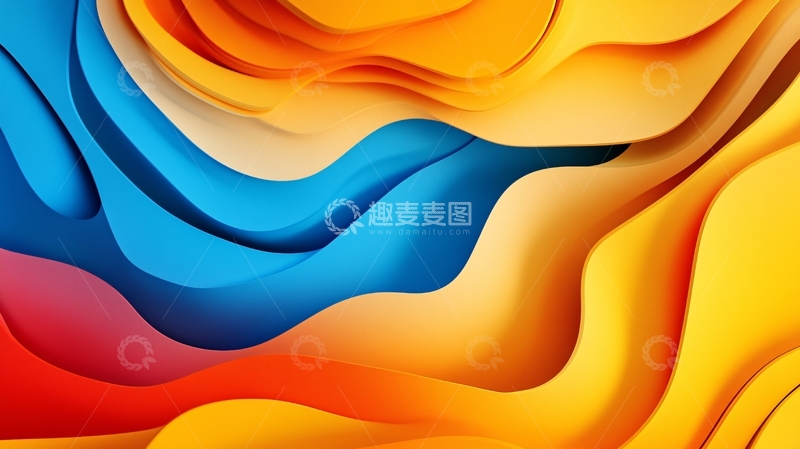 高清大图下载【趣麦麦图】多彩剪纸曲面4