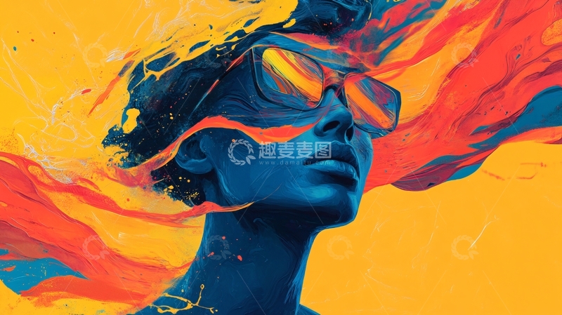 高清大图下载【趣麦麦图】扭曲人像插画