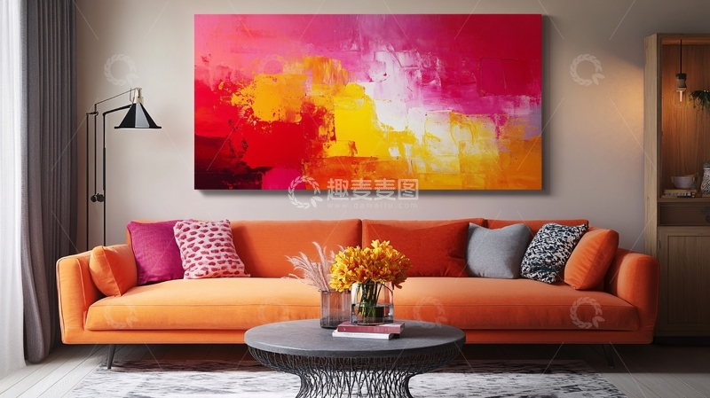 高清大图下载【趣麦麦图】客厅挂画在色渐变