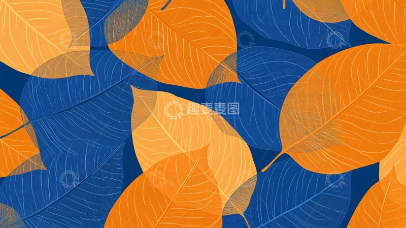 高清大图下载【趣麦麦图】蓝色树叶底纹