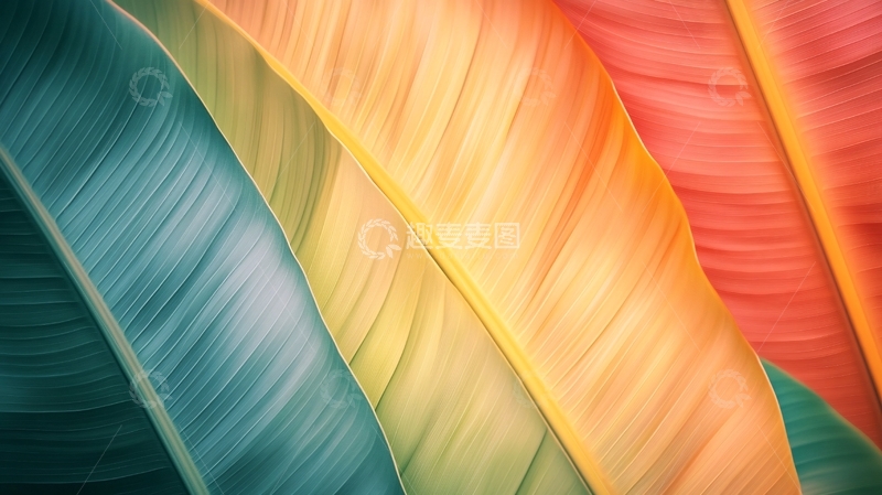 高清大图下载【趣麦麦图】彩色芭蕉叶