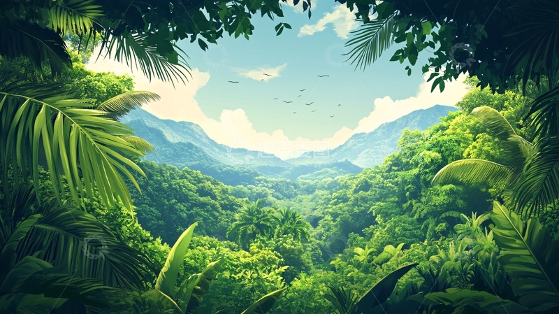 高清大图下载【趣麦麦图】热带雨林花草树木背景3