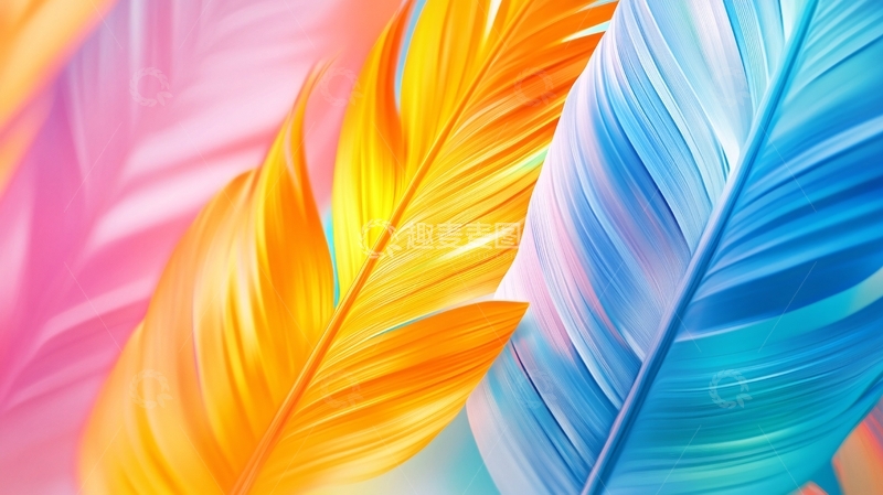 高清大图下载【趣麦麦图】彩色芭蕉叶1