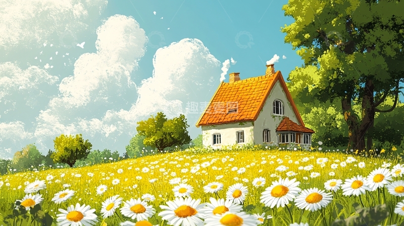 高清大图下载【趣麦麦图】花丛中小屋1