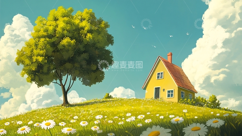 高清大图下载【趣麦麦图】室外场景插画