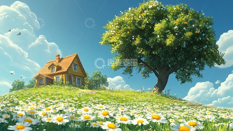 高清大图下载【趣麦麦图】花丛中小屋