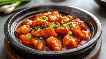 红烧鱼片配青葱姜丝