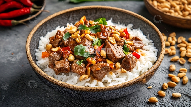 高清大图下载【趣麦麦图】-黄豆焖牛腩饭