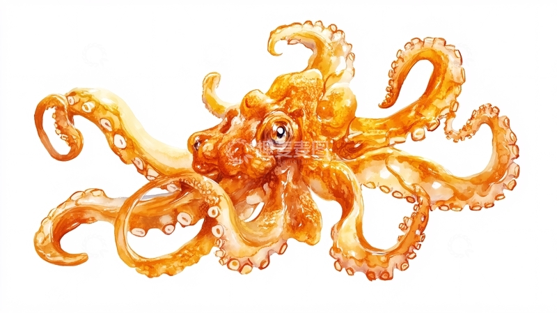 高清大图下载【趣麦麦图】手绘章鱼插画